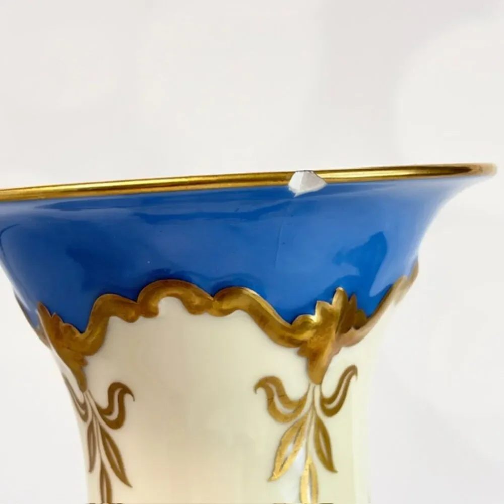 Vintage Rosenthal Pompadour Marquis Blue Gold Porcelain Vase 10.25